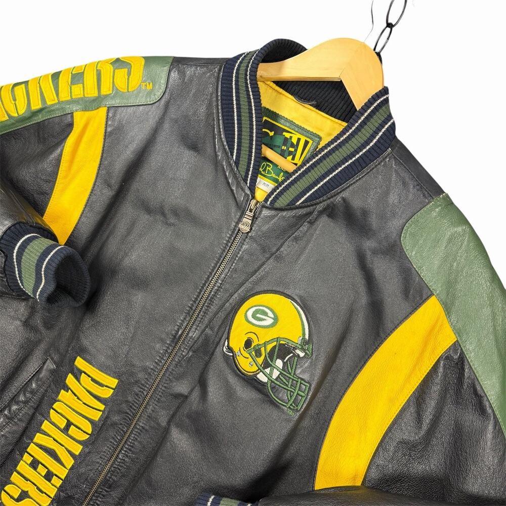 Vintage G-III Carl Banks Green Bay Packers Men’s Medium 100% Leather Jacket NFL